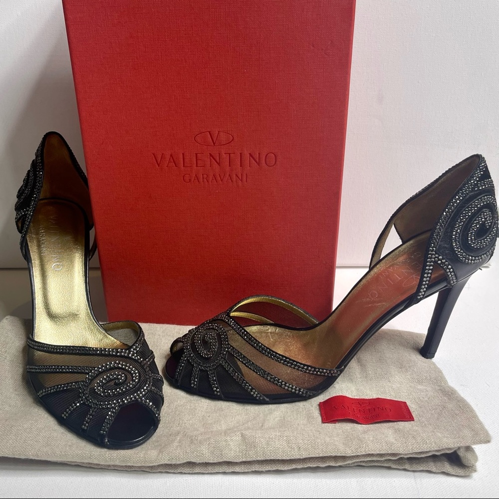 Valentino Diamante Netting D'Orsay Pump - Picture 3 of 11